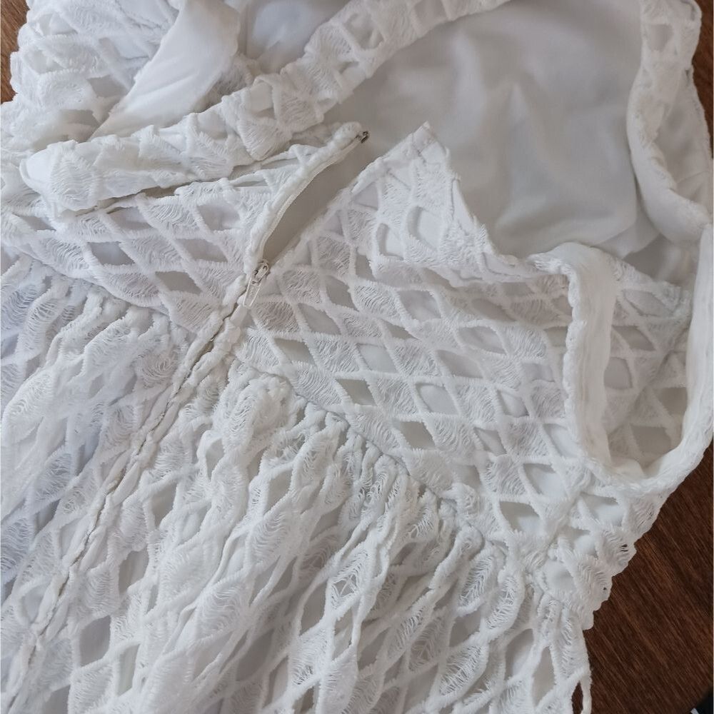 CITY STUDIO Mini Dress Crochet Lace Handkerchief Hem Summer Party White Size 9 - Picture 8 of 11